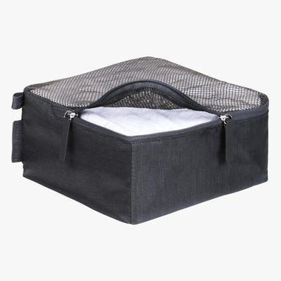 Essentials Small Packing Cube in Graphite Open View~~Color:Graphite~~Description:Opened