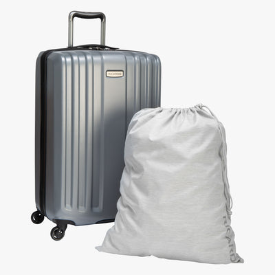 Essentials Laundry Bag in Cloud Suitcase View~~Color:Cloud~~Description:Size Comparison