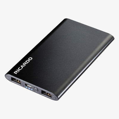 Power Bank Quick-Charge Battery in Black Front View~~Color:Black~~Description:Front
